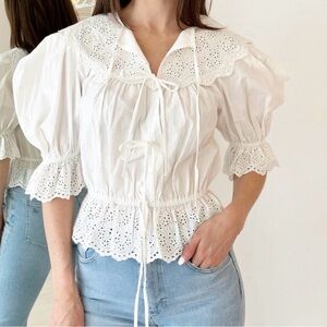 Chic White Eyelet Blouse